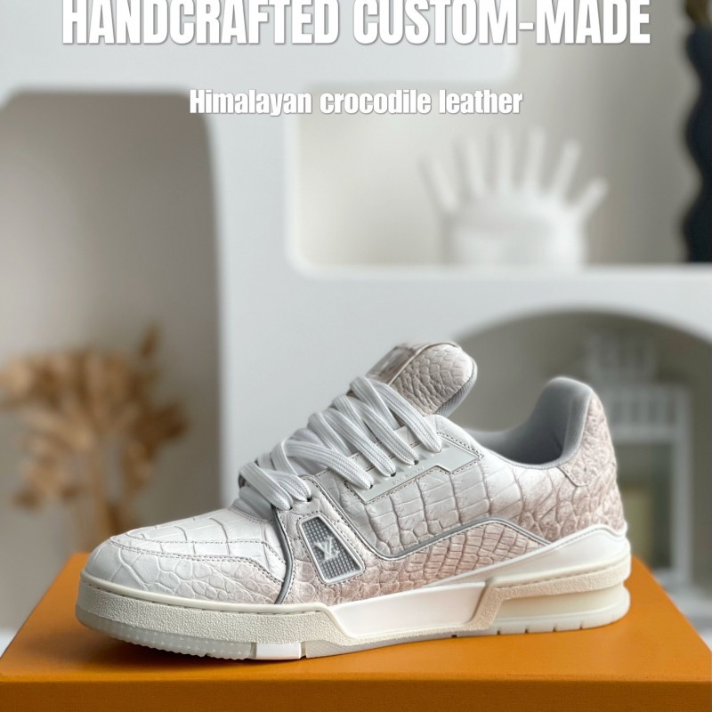 【Handmade Custom】L0*is V*t0n Himalayan Crocodile Leather Trainer Sneakers