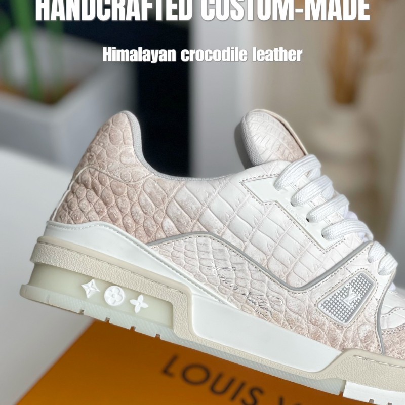 【Handmade Custom】L0*is V*t0n Himalayan Crocodile Leather Trainer Sneakers