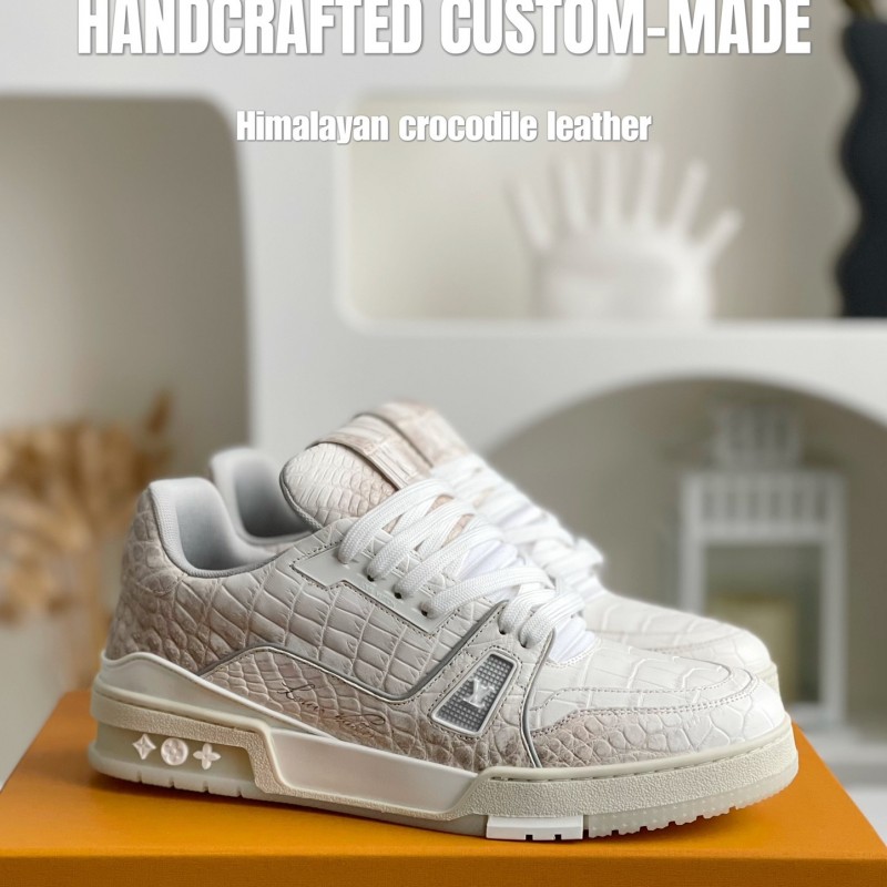 【Handmade Custom】L0*is V*t0n Himalayan Crocodile Leather Trainer Sneakers