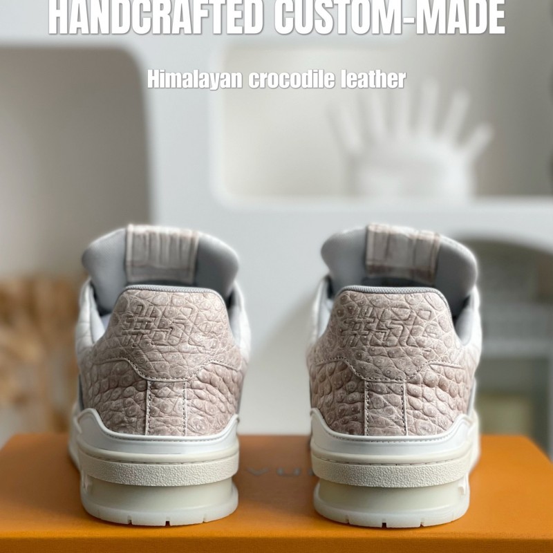 【Handmade Custom】L0*is V*t0n Himalayan Crocodile Leather Trainer Sneakers