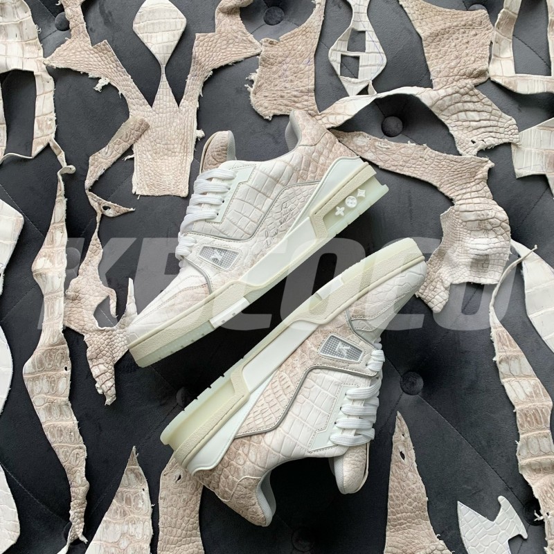 【Handmade Custom】L0*is V*t0n Himalayan Crocodile Leather Trainer Sneakers