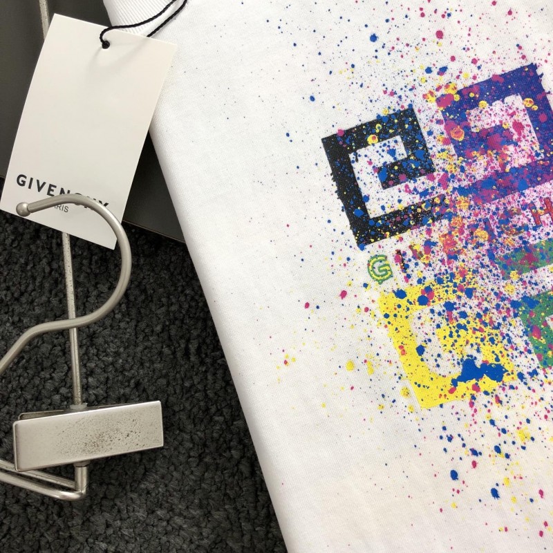 Givenchy Hand-painted colored splash-ink letters t-shirt